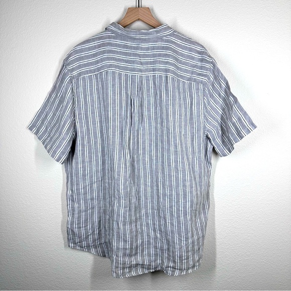 Madewell The Perfect Fit 100% Linen Short Sleeve Stripe Button Down Shirt XL NWT - Picture 11 of 11